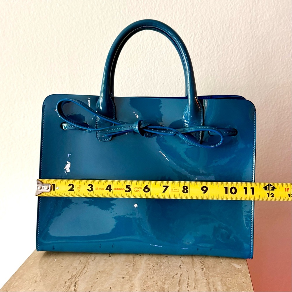 Mansur Gavriel Blue Patent Leather Top-Handle Sun Bag - Picture 4 of 12